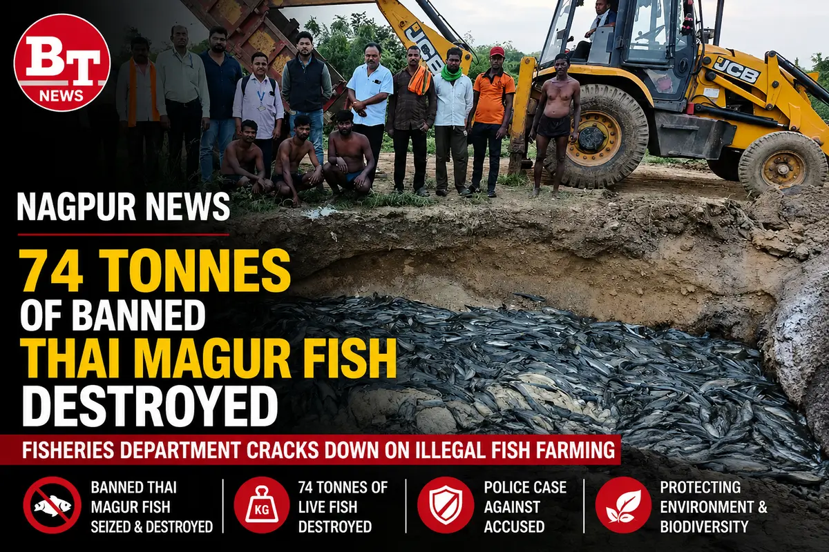 Nagpur News: 74 Tonnes of Banned Thai Magur Destroyed; Major Action Against Illegal Fish Farming