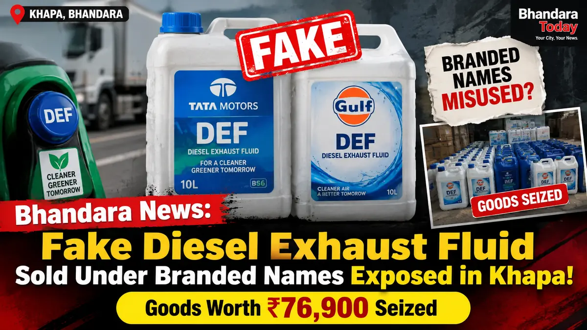 Bhandara News: Fake Diesel Exhaust Fluid Sold Under Branded Names Exposed in Khapa; Goods Worth ₹76,900 Seized