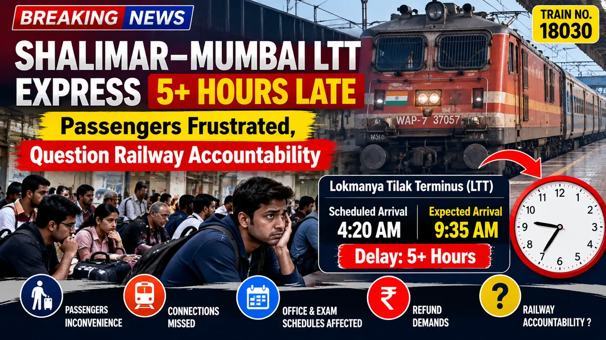 Shalimar–Mumbai LTT Express Runs Over 5 Hours Late, Passengers Question Railway Accountability